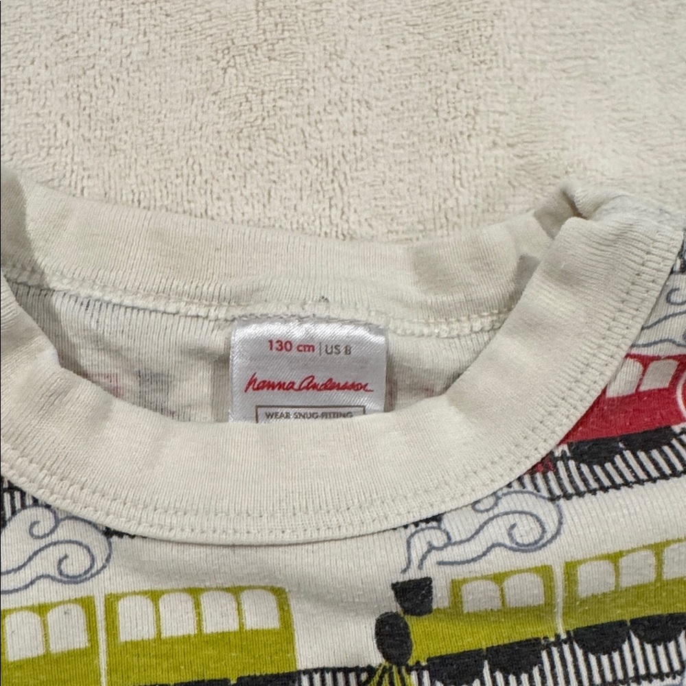 HANNA ANDERSON pajama sets. Size 8. Trains and Christmas construction vehicles. - Picture 3 of 5